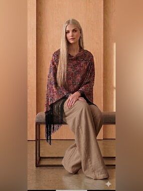 “Sterling Styles” Art Silk Bohemian cardigan top Wrap duster Festival tassel